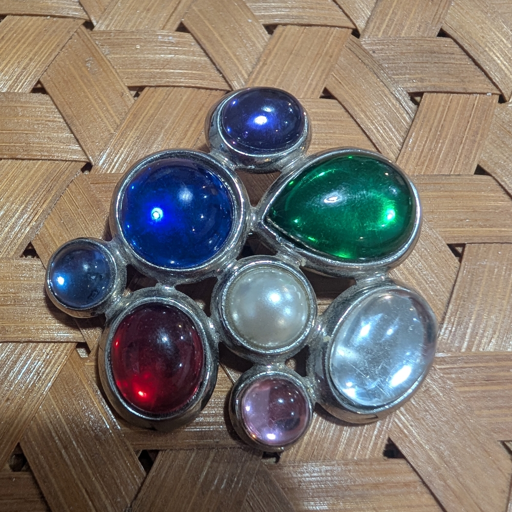 Multicolor Gemstone Brooch